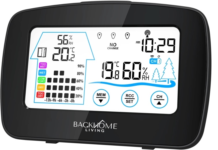 Stație meteo wireless RCC pe baterii, neagră 15 × 2 × 9,5 cm