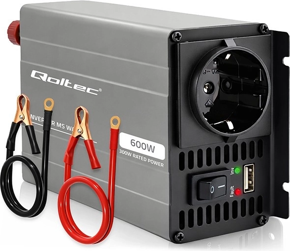 Invertor de tensiune Qoltec MS Wave 12 V la 230 V 300/600 W