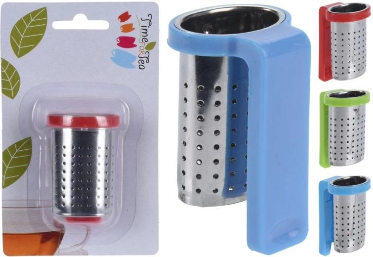 Infuzor de ceai suspendat din oțel inoxidabil cu suport din plastic, mix de culori