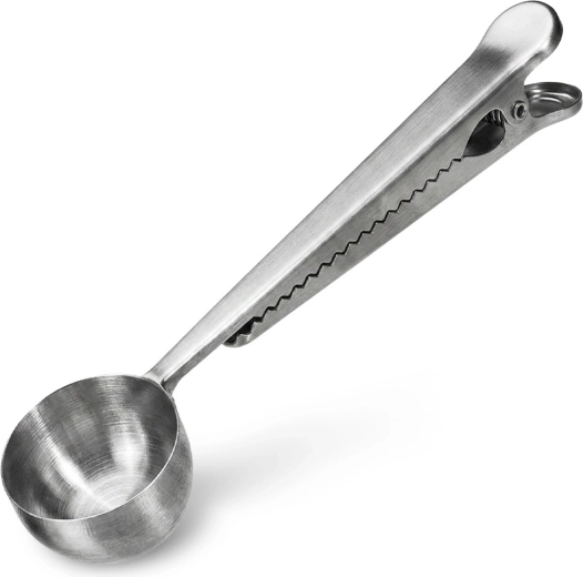 Lingură de măsurare din inox pentru cafea și ceai, cu clips, 18 cm