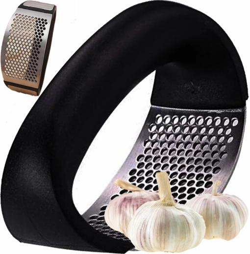 Presă manuală pentru usturoi din oțel inoxidabil cu mâner ergonomic