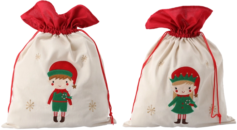 Sacul cadou bej 45 × 60 cm, mix de modele elf