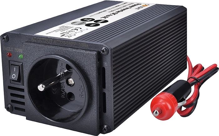 Solight invertor de tensiune 12 V la 230 V 200 W cu USB, metalic, negru