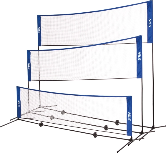 Plasă pliabilă 3‑în‑1 pentru badminton, tenis și volei NILS EXTREME NT7111