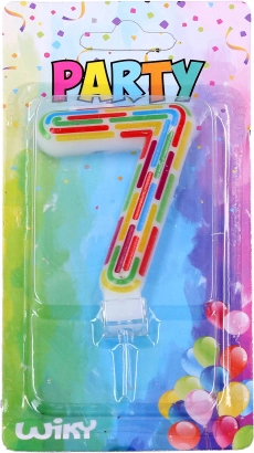 Lumânare de petrecere pentru tort – numărul 7, dungi