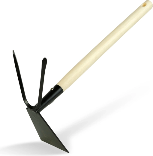 Săpăligă de grădină cu două funcții și mâner din lemn, 50 cm