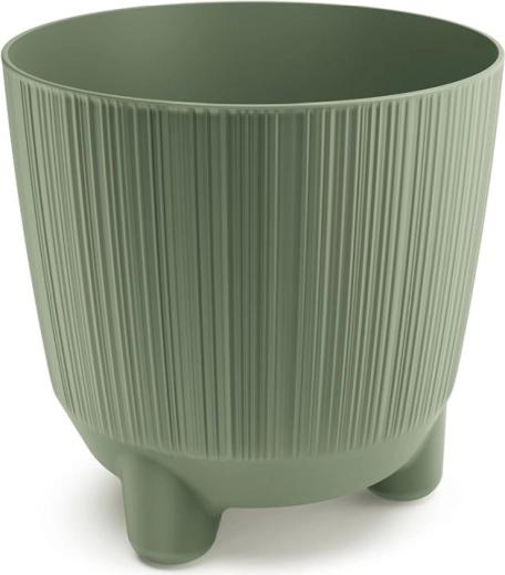 Ghiveci cu piciorușe, diametru 19,5 cm, verde pământiu