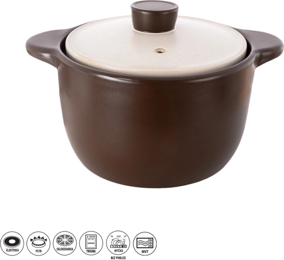 Oală ceramică termorezistentă cu capac 6,9 l