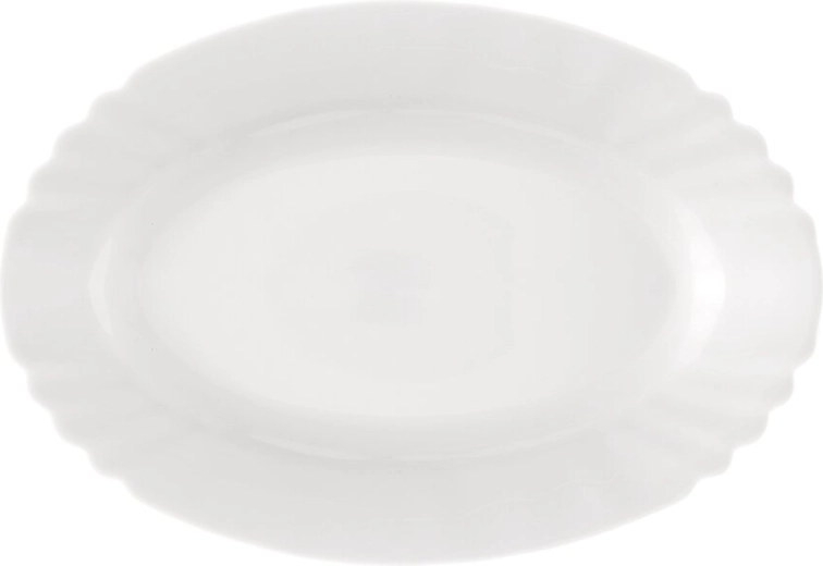 Platou de servire oval LUNA din sticlă opală 23 × 16 cm, model valuri