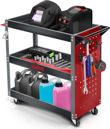 Cărucior de atelier pentru unelte HUMBERG cu 3 rafturi, 300 kg