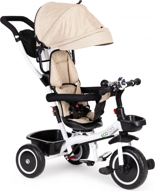 Tricicletă pentru copii cu scaun rotativ 360° ECOTOYS bej