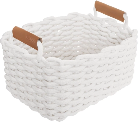 Coș de depozitare Skandi din bumbac, alb, 30 × 23 × 20,5 cm