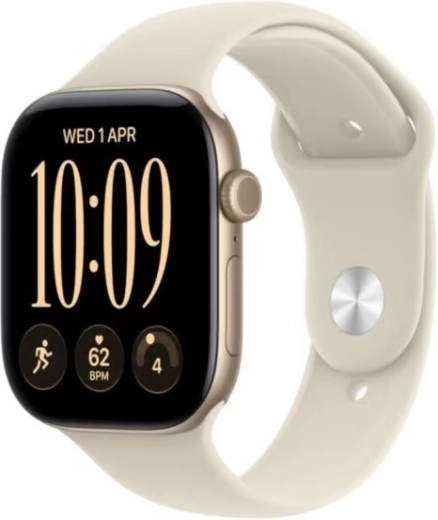 Apple Watch Series 12 GPS 42 mm cu carcasă din aluminiu aurie deschisă și curea sport nisipie S/M
