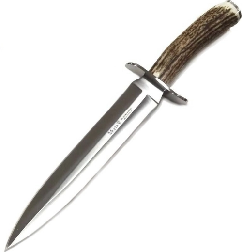 Muela Vikingo 23A – pumnal de vânătoare cu mâner din corn și teacă din piele, lamă 23 cm