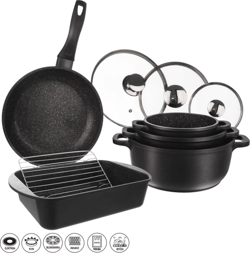 Set de oale din granit Orion Grande, 9 piese