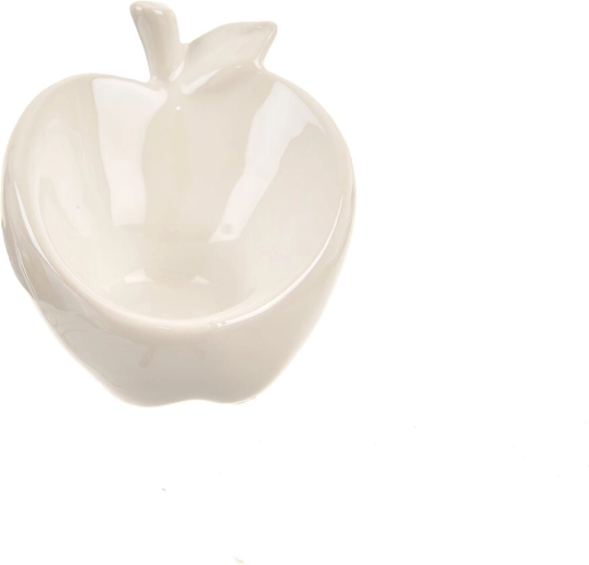 Sfeșnic ceramic în formă de măr, alb sidefat
