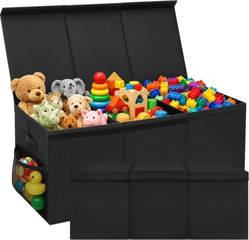 Cutie pentru jucării Kruzzel XXL 132 l neagră cu capac 94 cm - 1 bucată