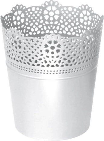 Ghiveci cu dantelă Prosperplast Lace – alb