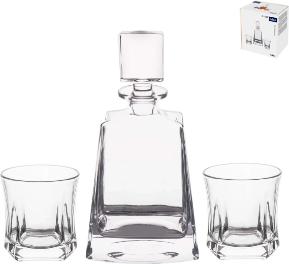 Carafă din sticlă pentru whisky Imperial robust cu 2 pahare