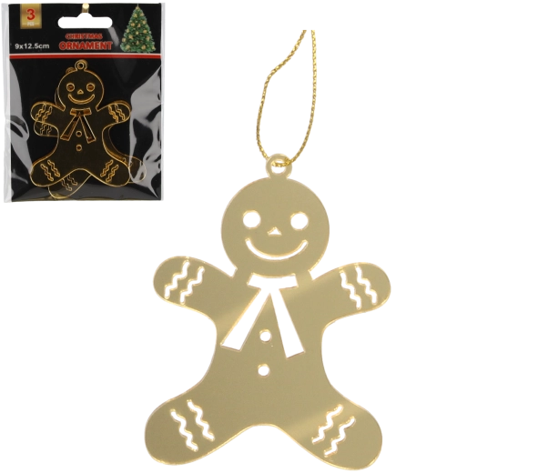 Set de ornamente aurii de Crăciun în formă de turtă dulce (3 buc)