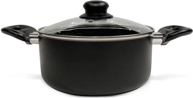 Castron cu capac de sticlă Kitchisimo Nero 24 cm, 4 l