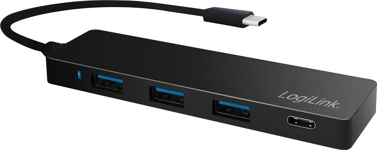 Hub USB-C LogiLink ultra subțire cu 4 porturi 3.1, negru