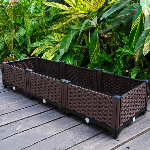 Jardinieră modulară de grădină pentru flori și legume 120 × 40 × 22 cm, maro