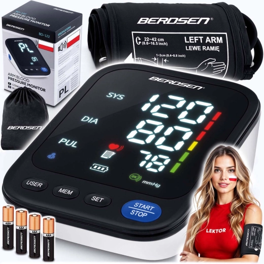 Tensiometru pentru braț cu instrucțiuni vocale în poloneză BERDSEN BD-122