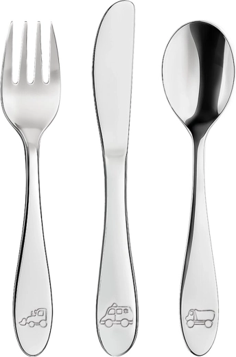 Set de tacâmuri din inox pentru copii Mașini (3 buc.)