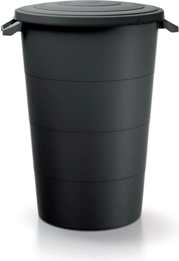 Recipient din plastic cu capac și mânere 160 l – negru reciclat