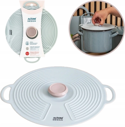 Capac din silicon cu funcție de sucțiune, diametru 20,5 cm, culoare salvie