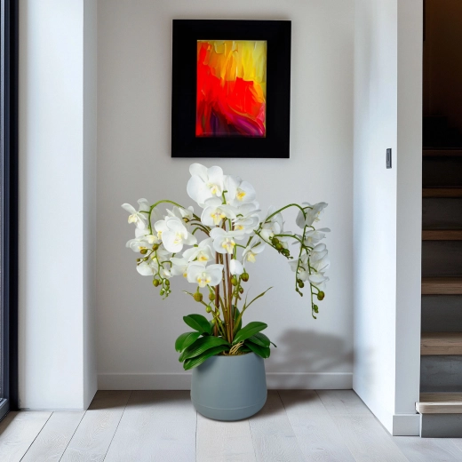 Orhidee artificială decorativă albă 83 cm