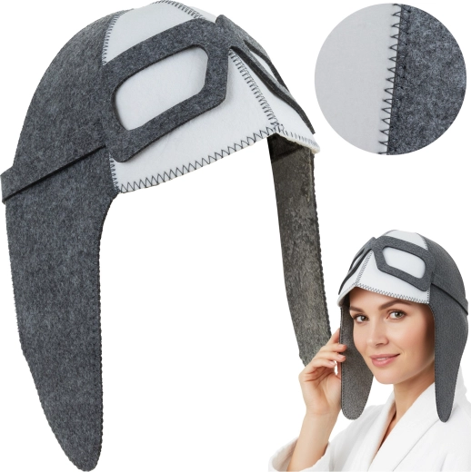 Căciulă de saună din pâslă tip aviator Isomedix