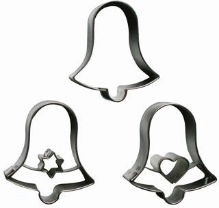 Set de forme pentru decupat prăjituri clopoțel, 3 piese, inox