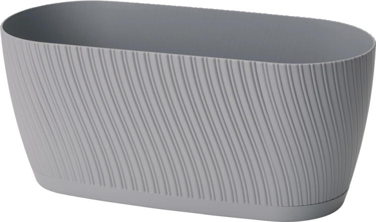 Ghiveci Mika Eco Recycled cu farfurioară 27 cm – platină