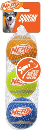 Mingi de tenis chițăitoare Nerf Dog pentru câini, 3 buc.