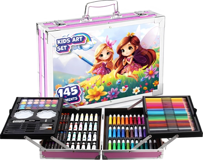 Set artistic pentru desen și pictură RENEW FORCE Fairy 145 piese în valiză - 1 bucată