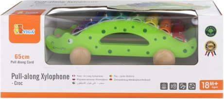 Xilofon din lemn de tras în formă de crocodil