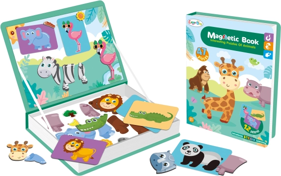 Carte magnetică cu animale de safari, 47 piese