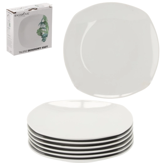 Set de farfurii de desert pătrate albe 20 cm – 6 bucăți