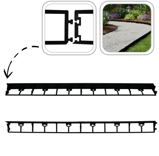 Bordură de grădină din plastic reciclat 4,5 × 100 cm, negru