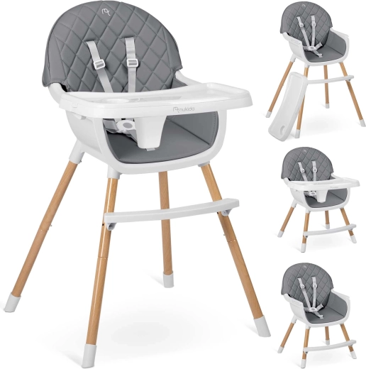 Scăunel de masă NUKIDO Lilo gri 3‑în‑1