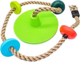 Frânghie cu noduri colorate și scaun verde