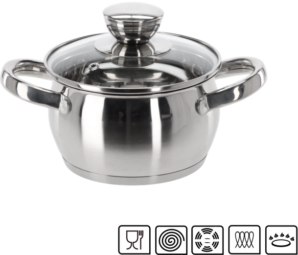 Oală din inox cu capac Belly 1 l 14 cm