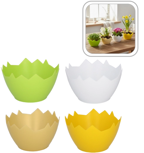 Ghiveci de plastic în formă de coajă de ou crăpată 12 cm