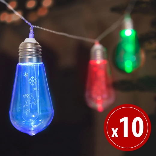 Ghirlandă luminoasă LED cu reni, 10 LED-uri, 1,9 m, multicoloră