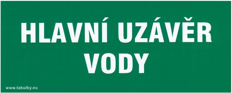 Plăcuță de siguranță autoadezivă Robinet principal de apă 210 × 87 mm