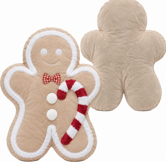 Pernă decorativă de Crăciun în formă de omuleț de turtă dulce, 40 cm