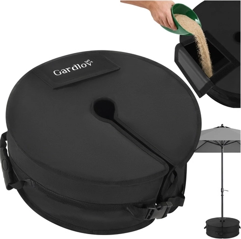 Sac de greutate reîncărcabil cu nisip pentru umbrelă de grădină Gardlov, 40 kg, 48 cm, negru