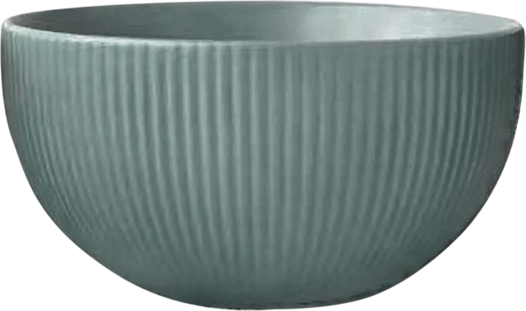Bol ceramic Kitchisimo 320 ml, striat, gri-verzui